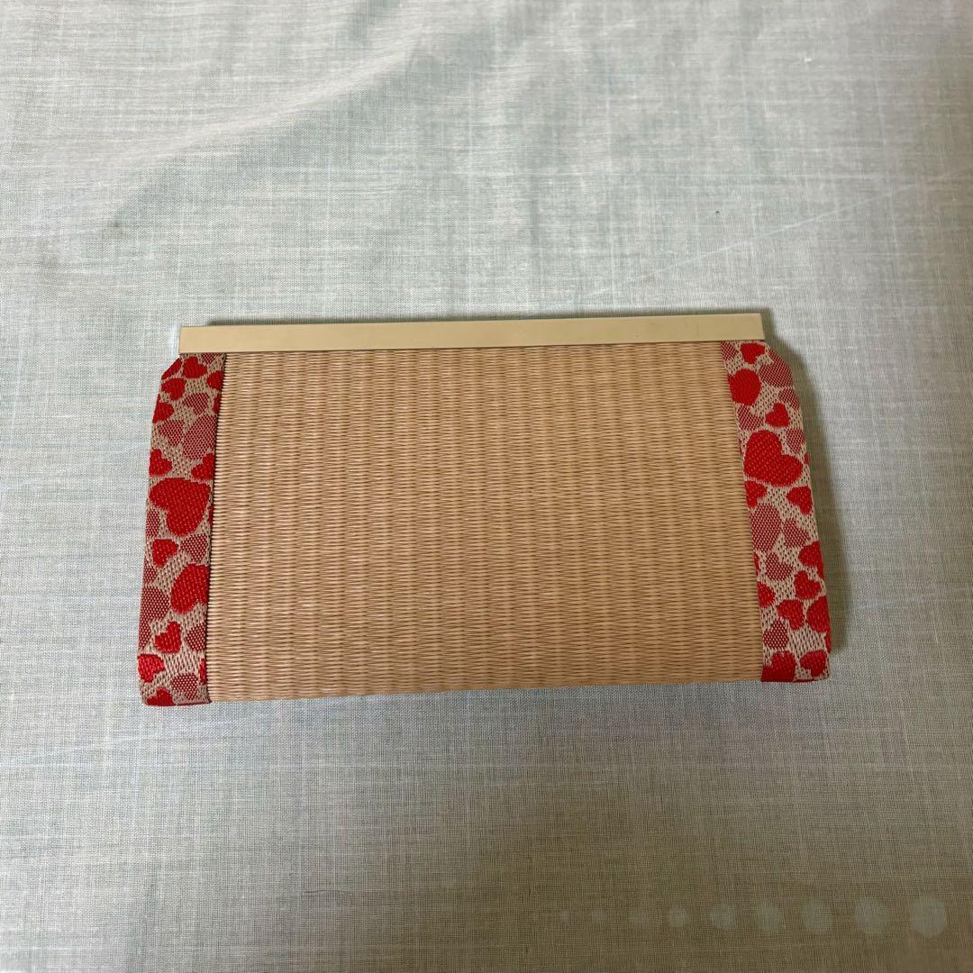 ハンドメイド　和風 畳がま口長財布　ハート　さくら　海外プレゼント