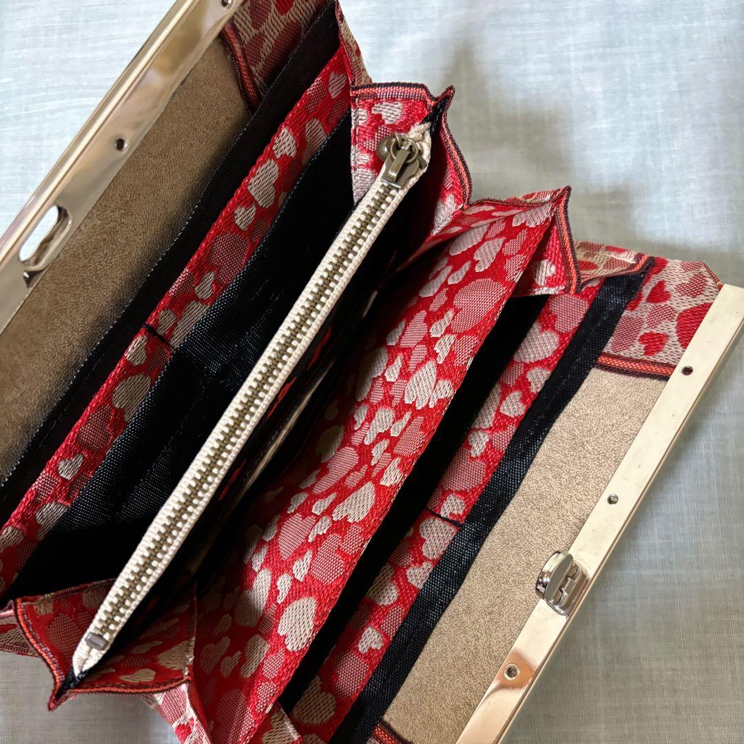 ハンドメイド　和風 畳がま口長財布　ハート　さくら　海外プレゼント