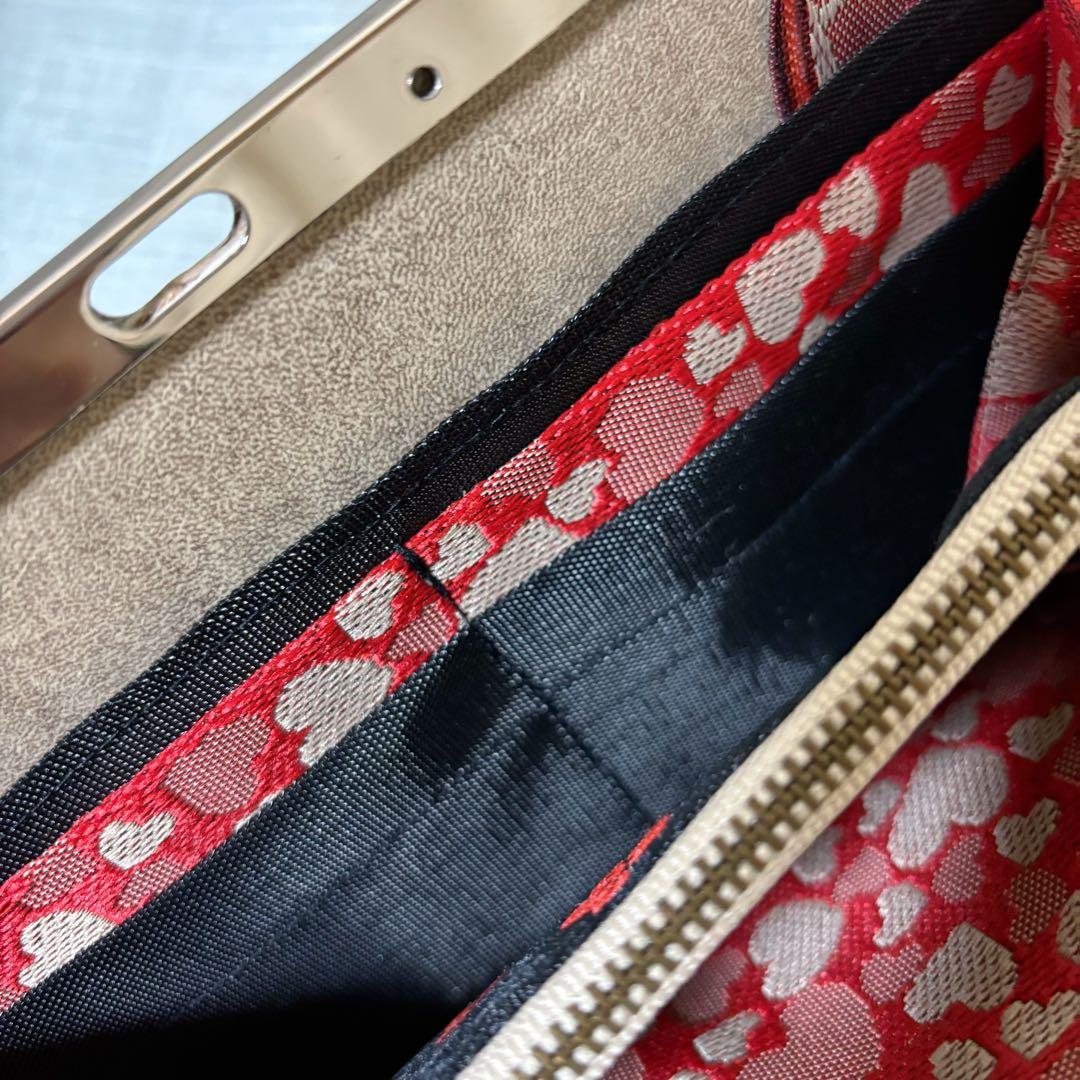 ハンドメイド　和風 畳がま口長財布　ハート　さくら　海外プレゼント