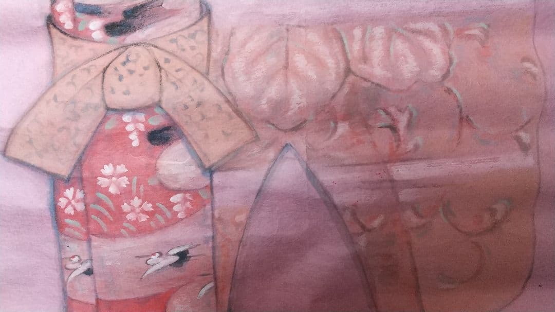 未表装 まくり 秦テルヲ 立雛図