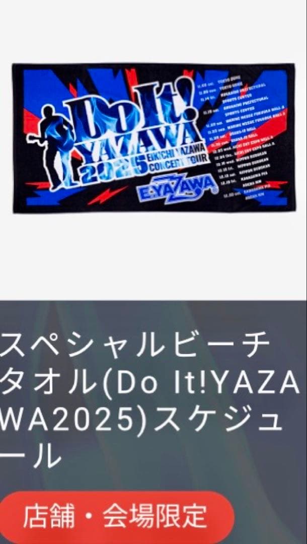 矢沢永吉スペシャルビーチタオルDo It!YAZAWA2025スケジュール会場限