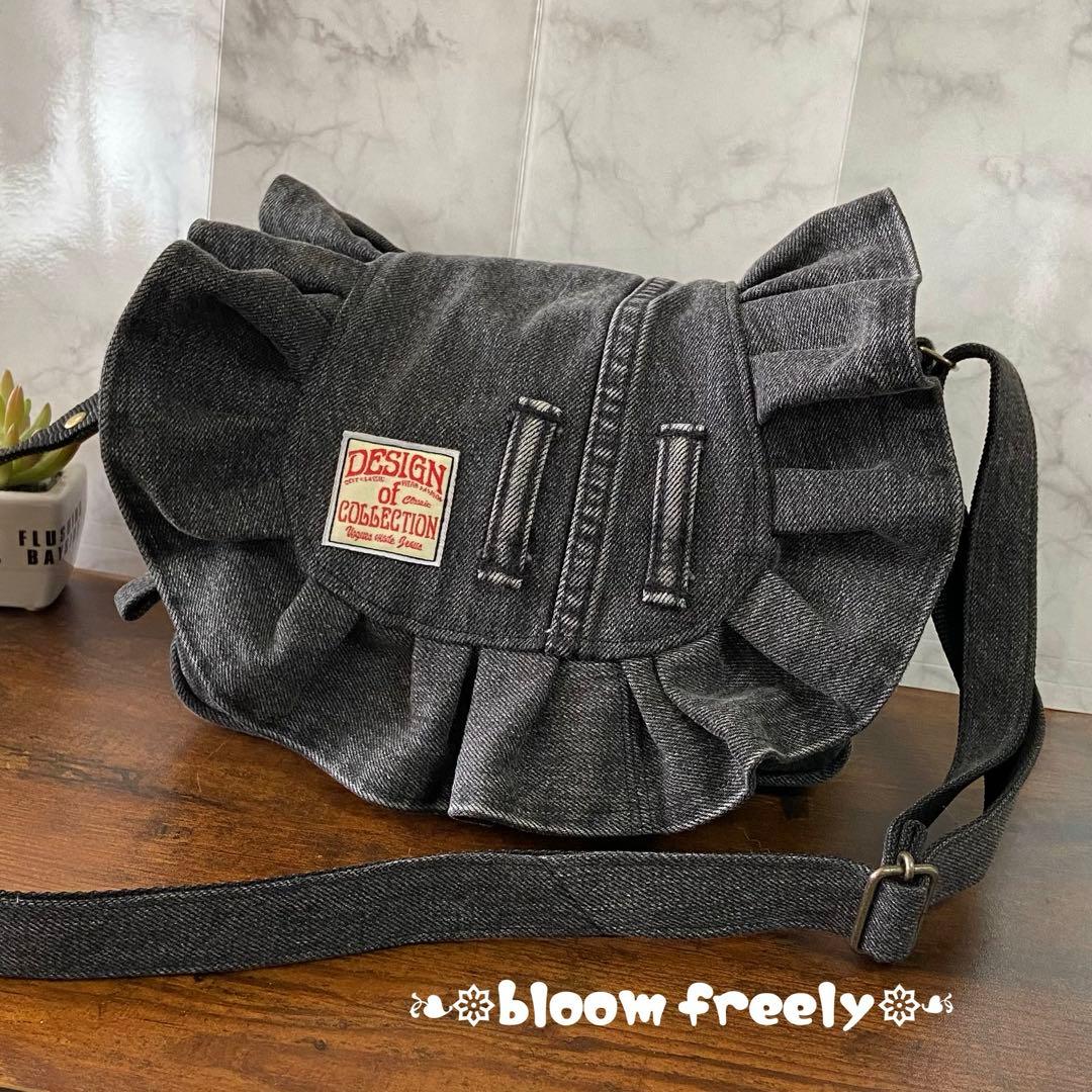 Ｎｏ.67 デニムリメイク【フリル付きサコッシュ】ショルダーバッグ