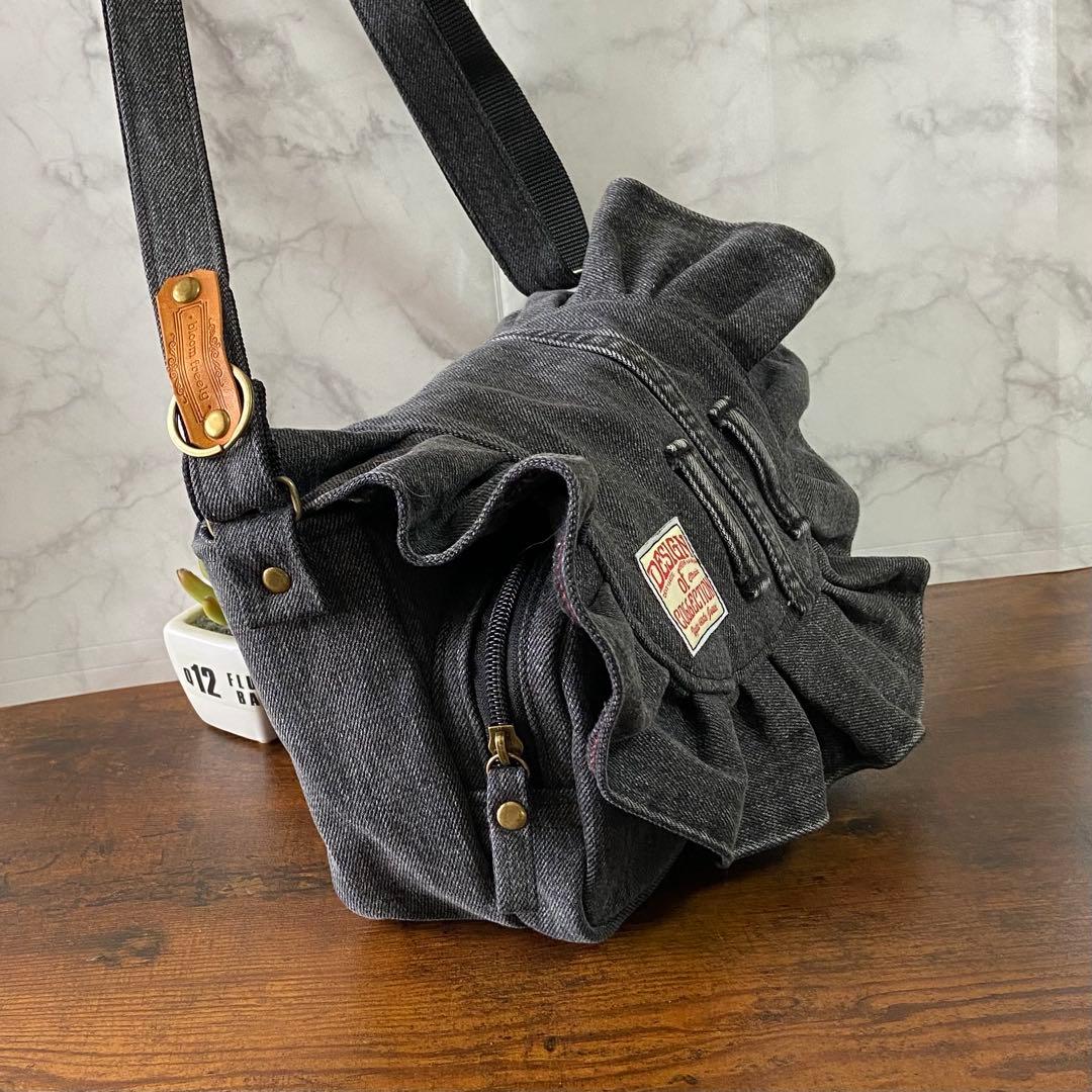 Ｎｏ.67 デニムリメイク【フリル付きサコッシュ】ショルダーバッグ