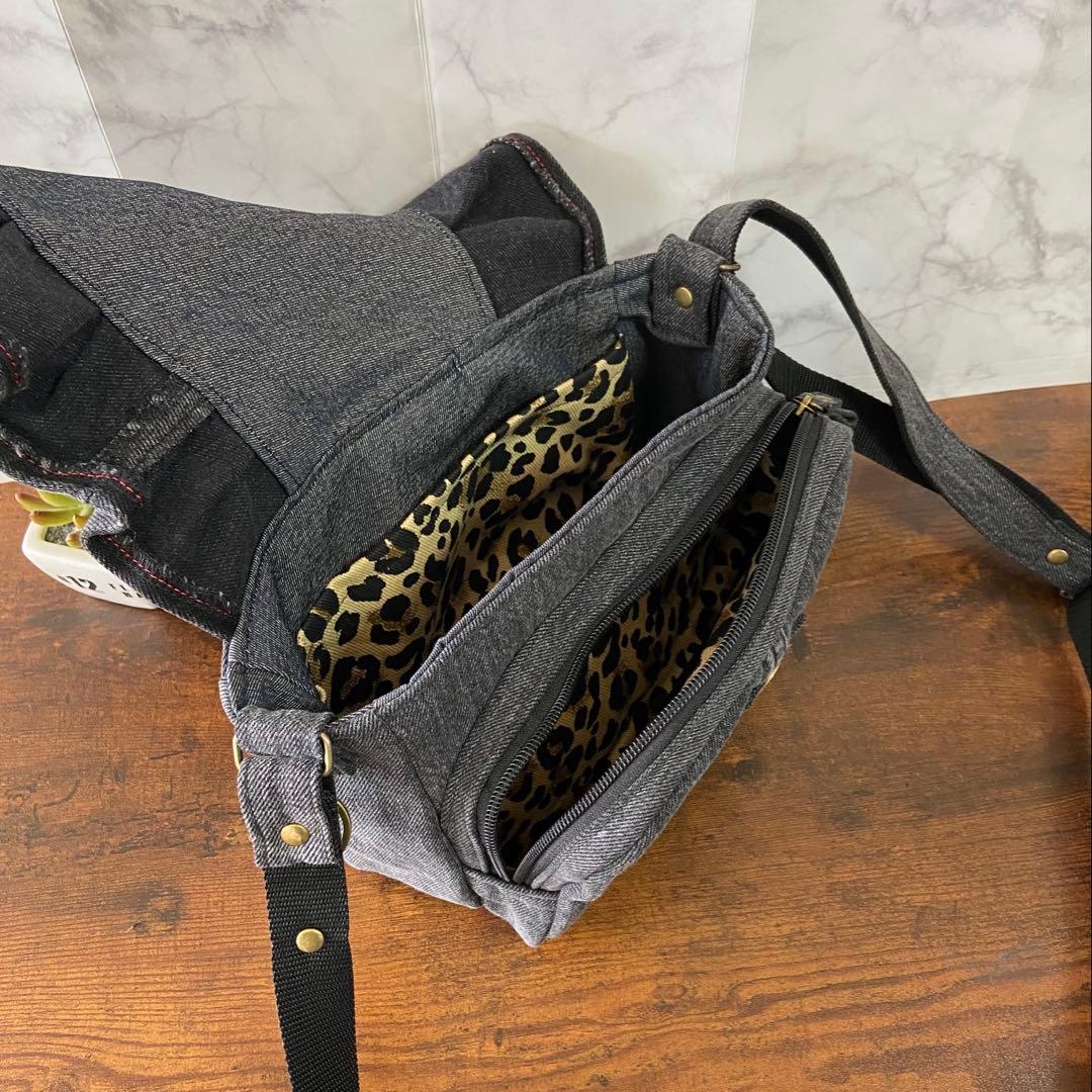 Ｎｏ.67 デニムリメイク【フリル付きサコッシュ】ショルダーバッグ