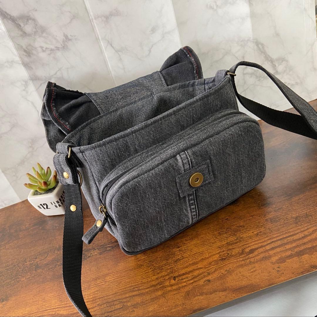 Ｎｏ.67 デニムリメイク【フリル付きサコッシュ】ショルダーバッグ