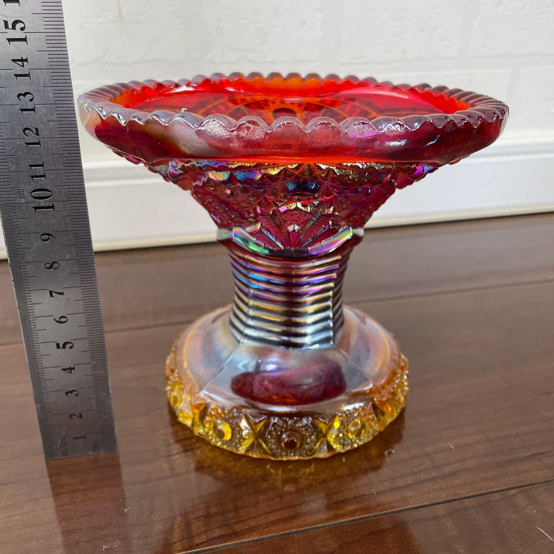 ヴィンテージ インディアナグラス カーニバルガラス ケーキスタンド