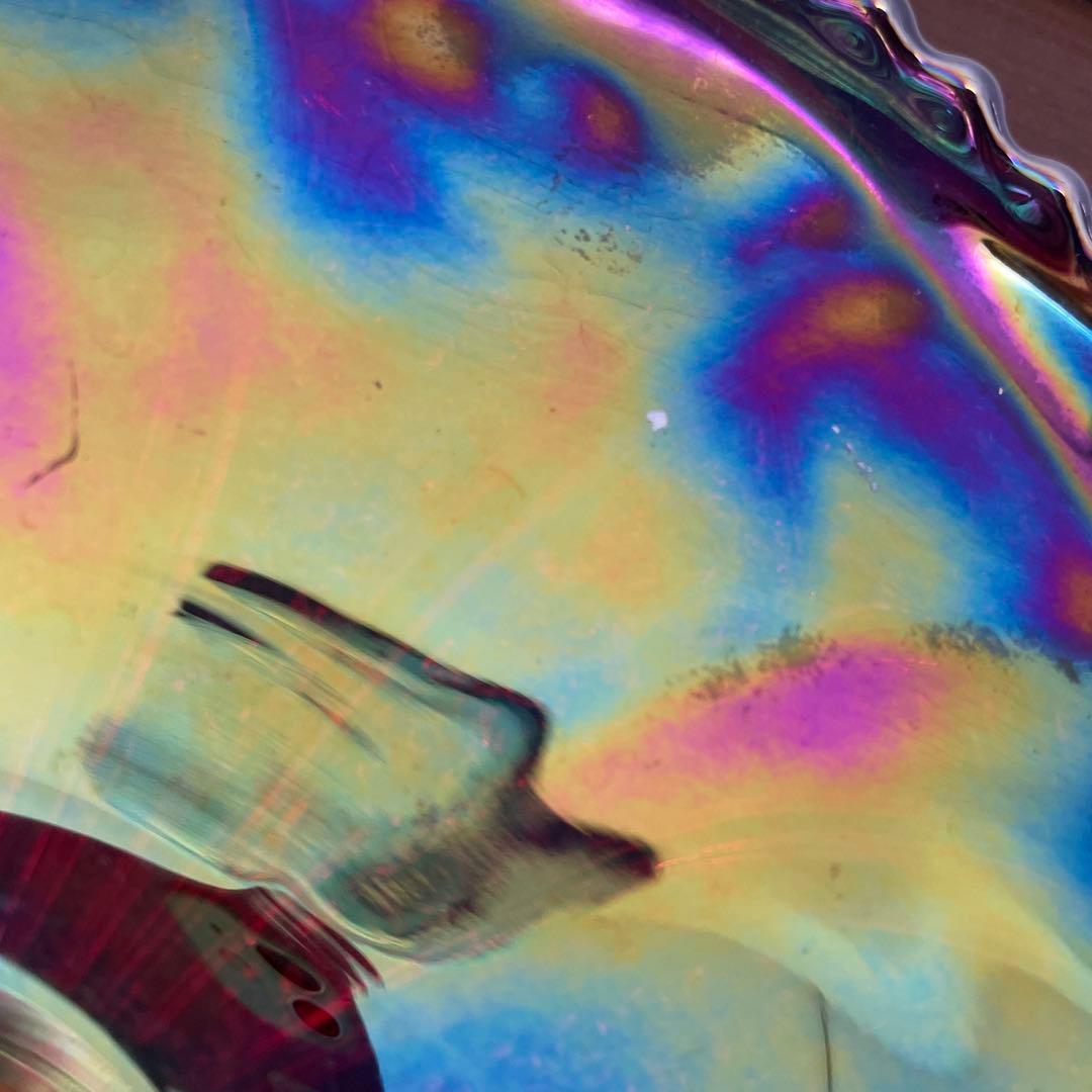 ヴィンテージ インディアナグラス カーニバルガラス ケーキスタンド