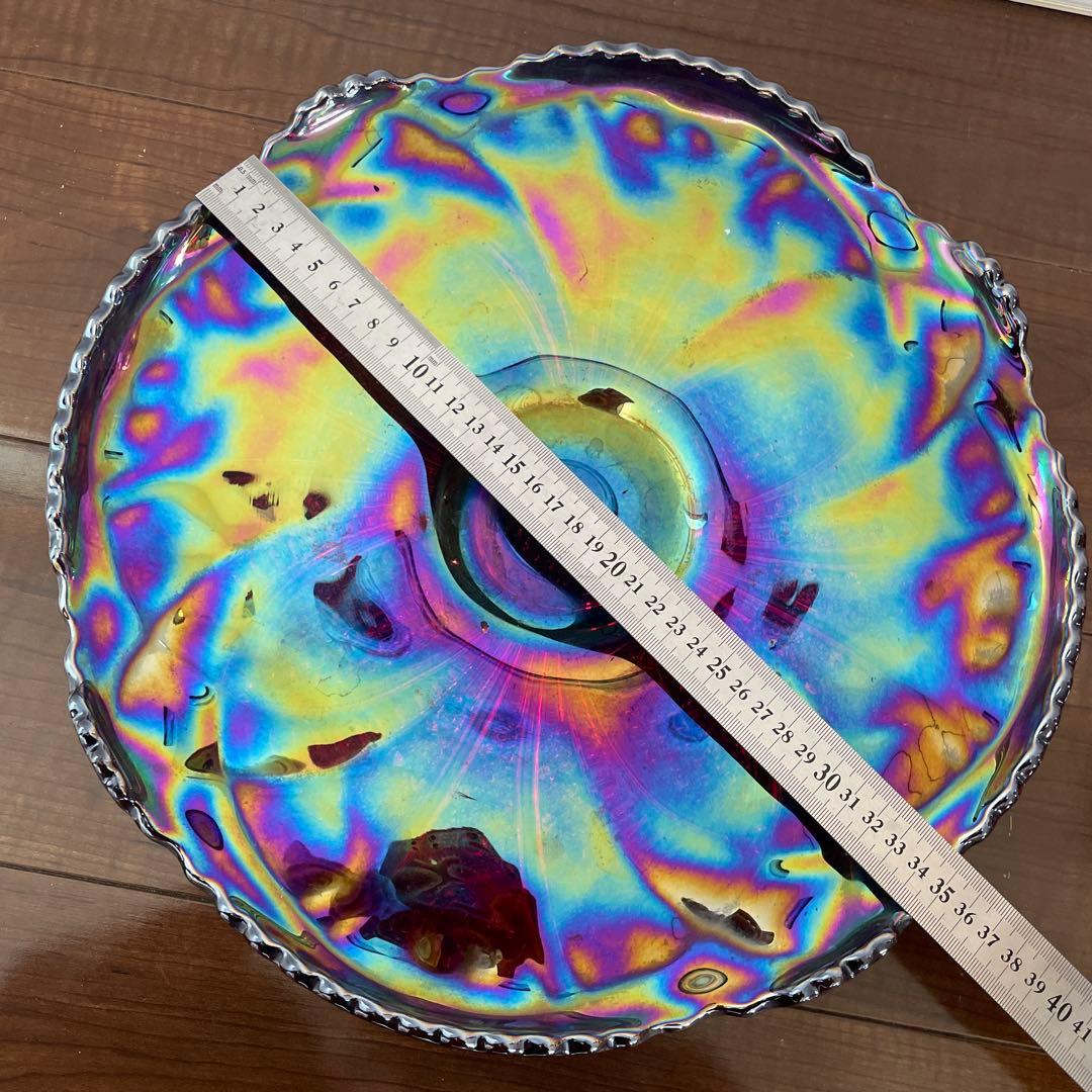 ヴィンテージ インディアナグラス カーニバルガラス ケーキスタンド