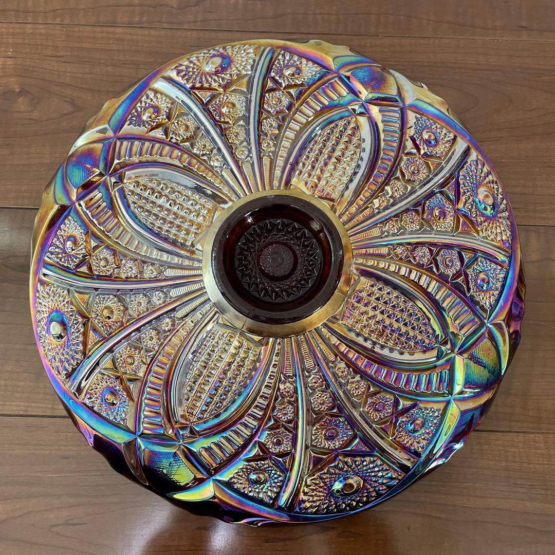 ヴィンテージ インディアナグラス カーニバルガラス ケーキスタンド