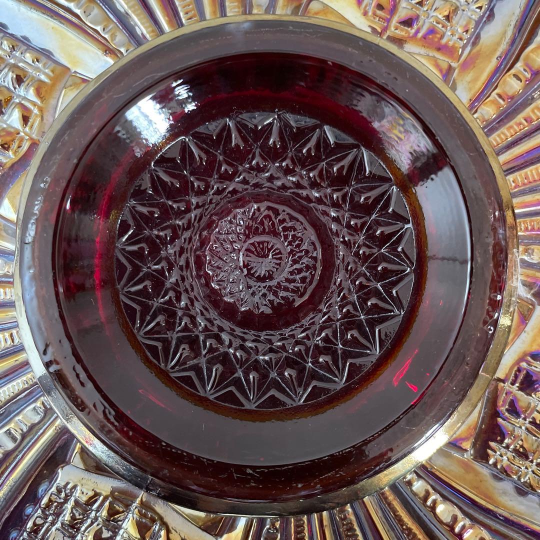 ヴィンテージ インディアナグラス カーニバルガラス ケーキスタンド