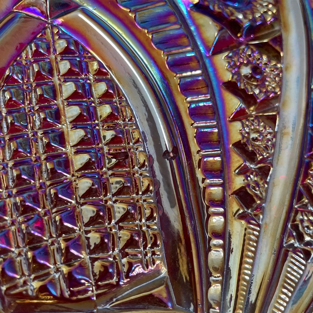 ヴィンテージ インディアナグラス カーニバルガラス ケーキスタンド