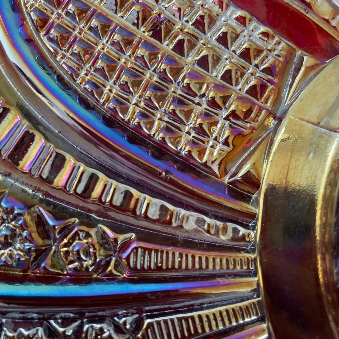 ヴィンテージ インディアナグラス カーニバルガラス ケーキスタンド