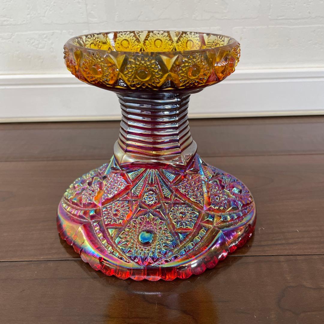 ヴィンテージ インディアナグラス カーニバルガラス ケーキスタンド