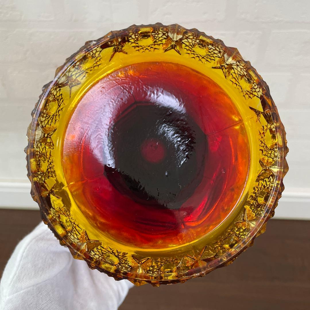 ヴィンテージ インディアナグラス カーニバルガラス ケーキスタンド