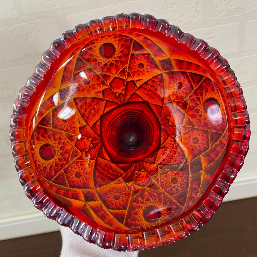 ヴィンテージ インディアナグラス カーニバルガラス ケーキスタンド