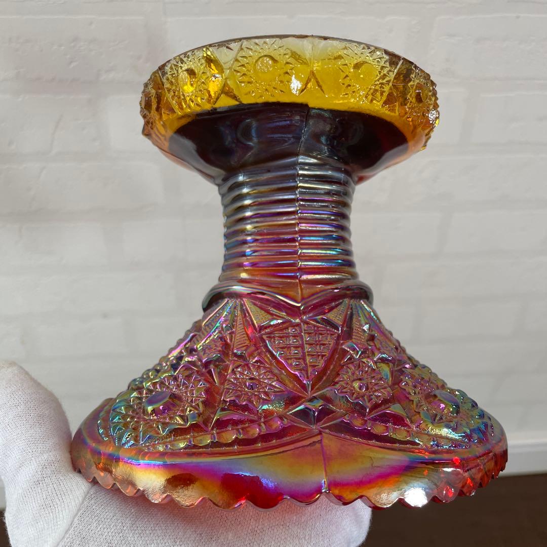 ヴィンテージ インディアナグラス カーニバルガラス ケーキスタンド