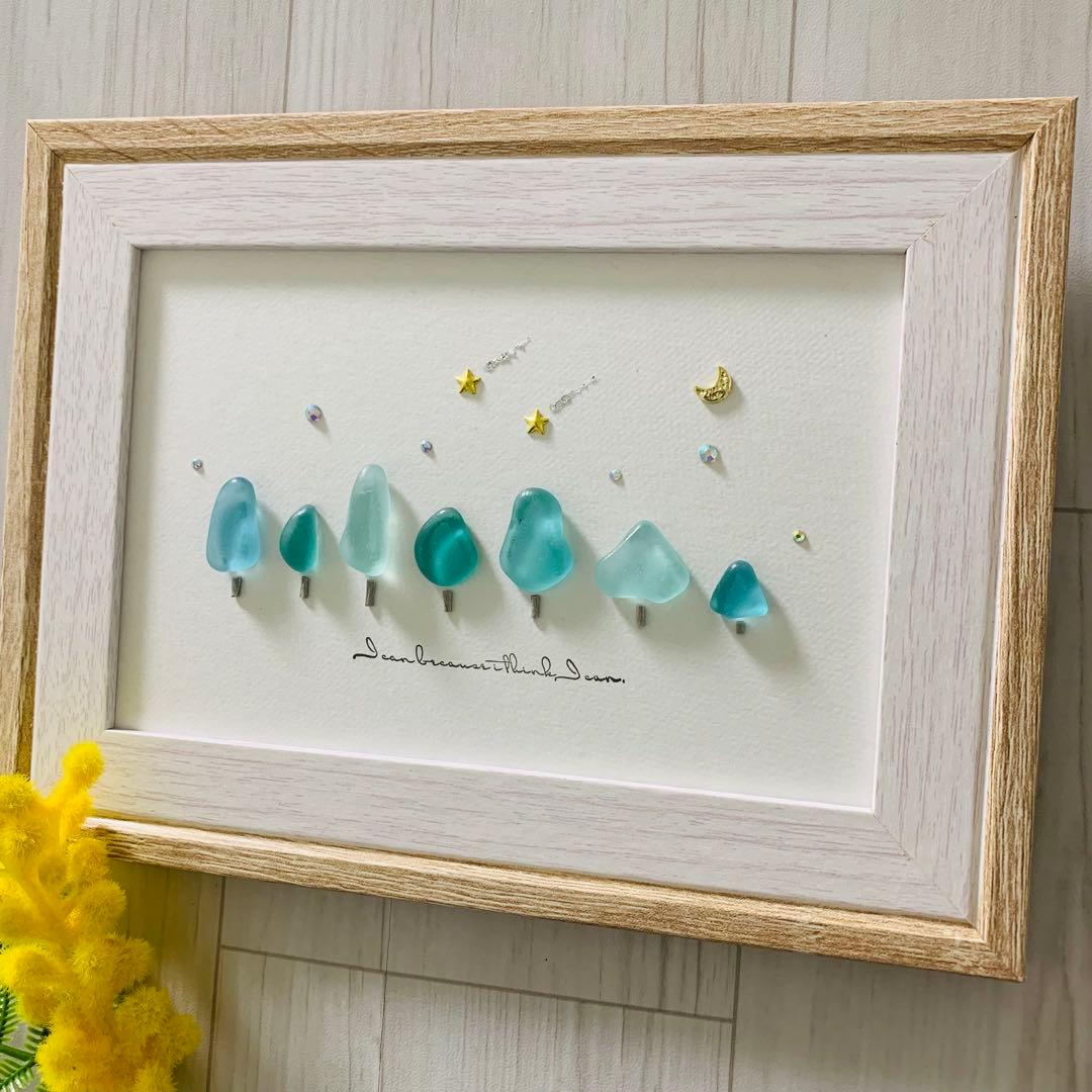 シーグラスアート 海の宝石 星 月 ガーランド インテリア雑貨 壁掛け 置物