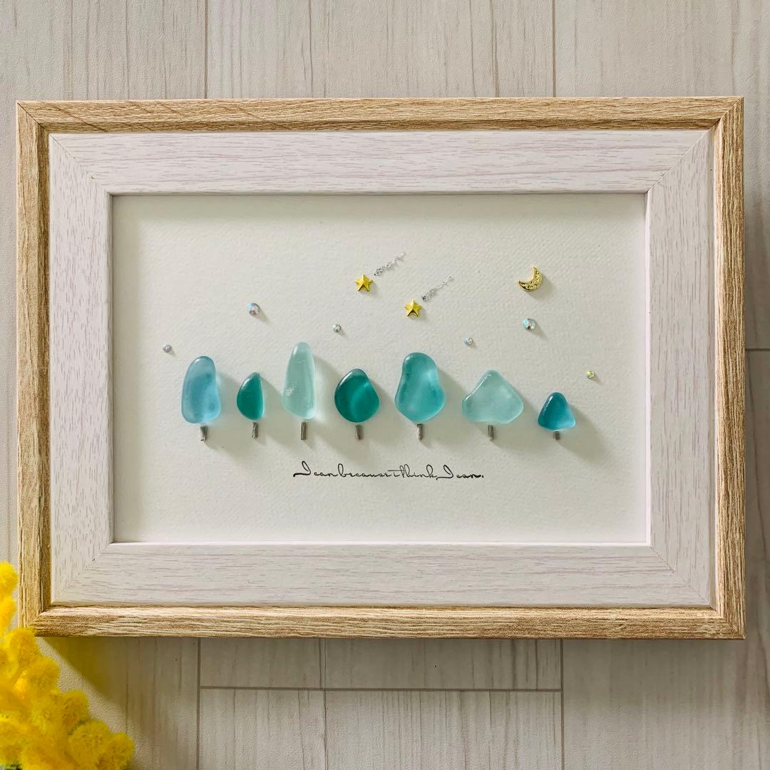 シーグラスアート 海の宝石 星 月 ガーランド インテリア雑貨 壁掛け 置物