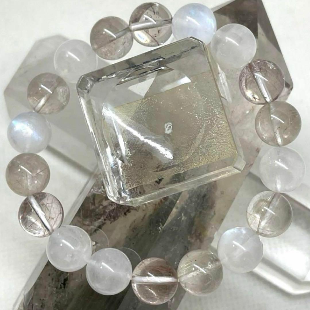 ムーンストーン　ルチルクオーツ　パワーストーンブレスレット　内径約15cm