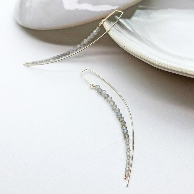 クリスタルピアス（グレーゴールド）