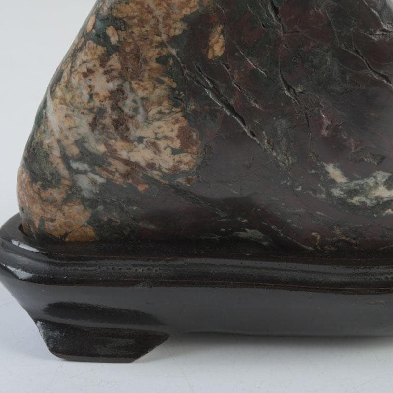 天然石　鑑賞石　菊花石　置物　重さ約792g　唐木台付　V　9424