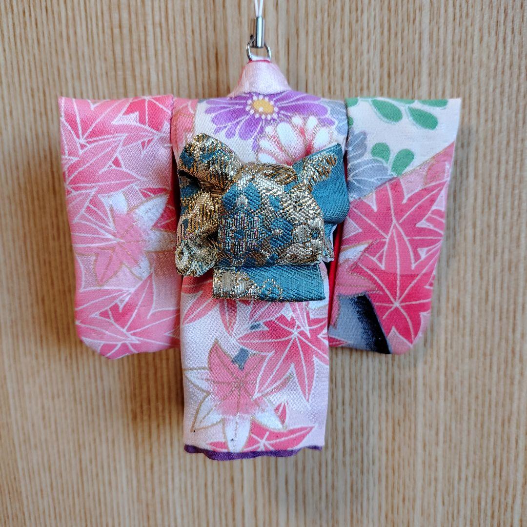 ミニチュア着物ストラップ 振袖 ピンク