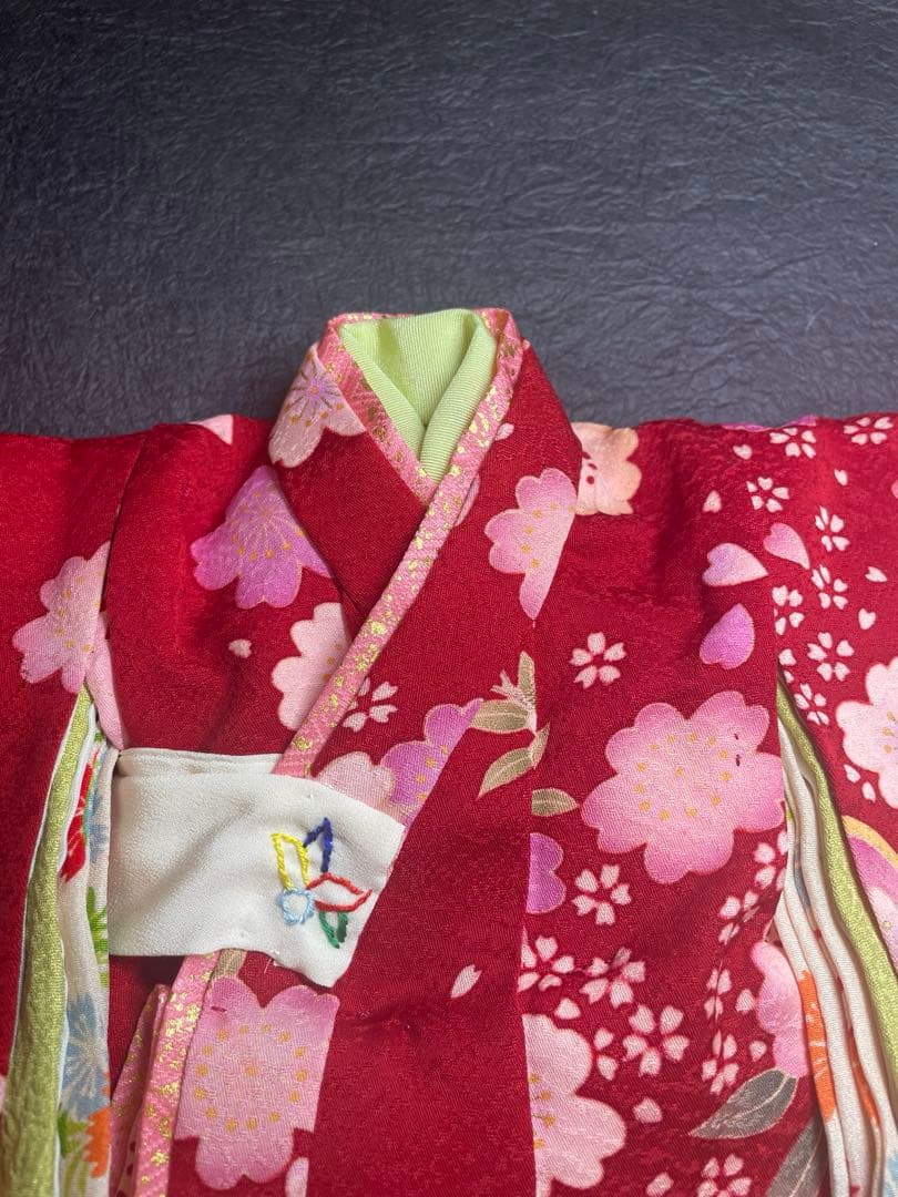 [静] 市松人形 8号サイズの着物と長襦袢のセット