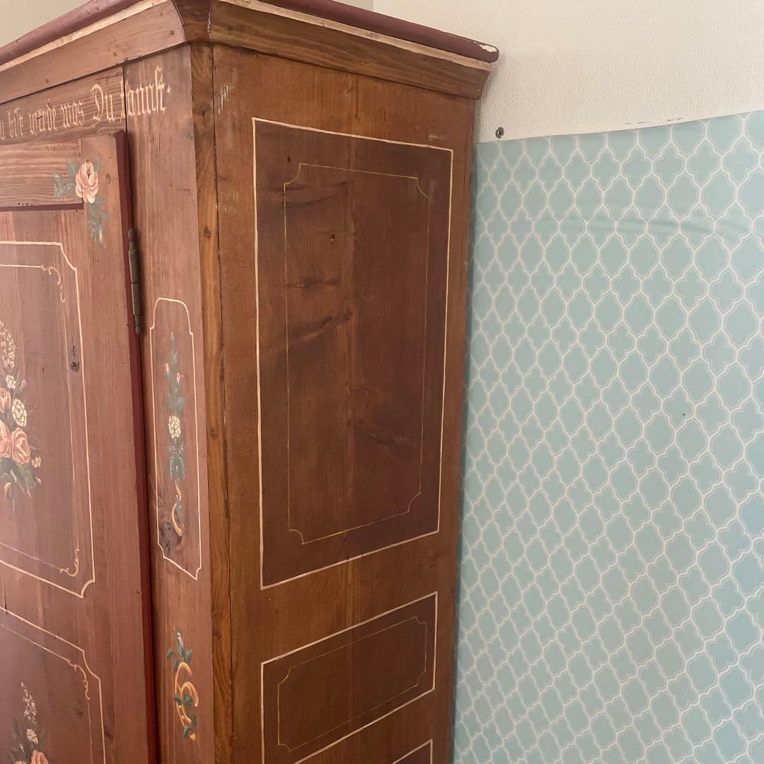 家具　花柄　ビンテージ　手描き　マーレライ　トールペイント