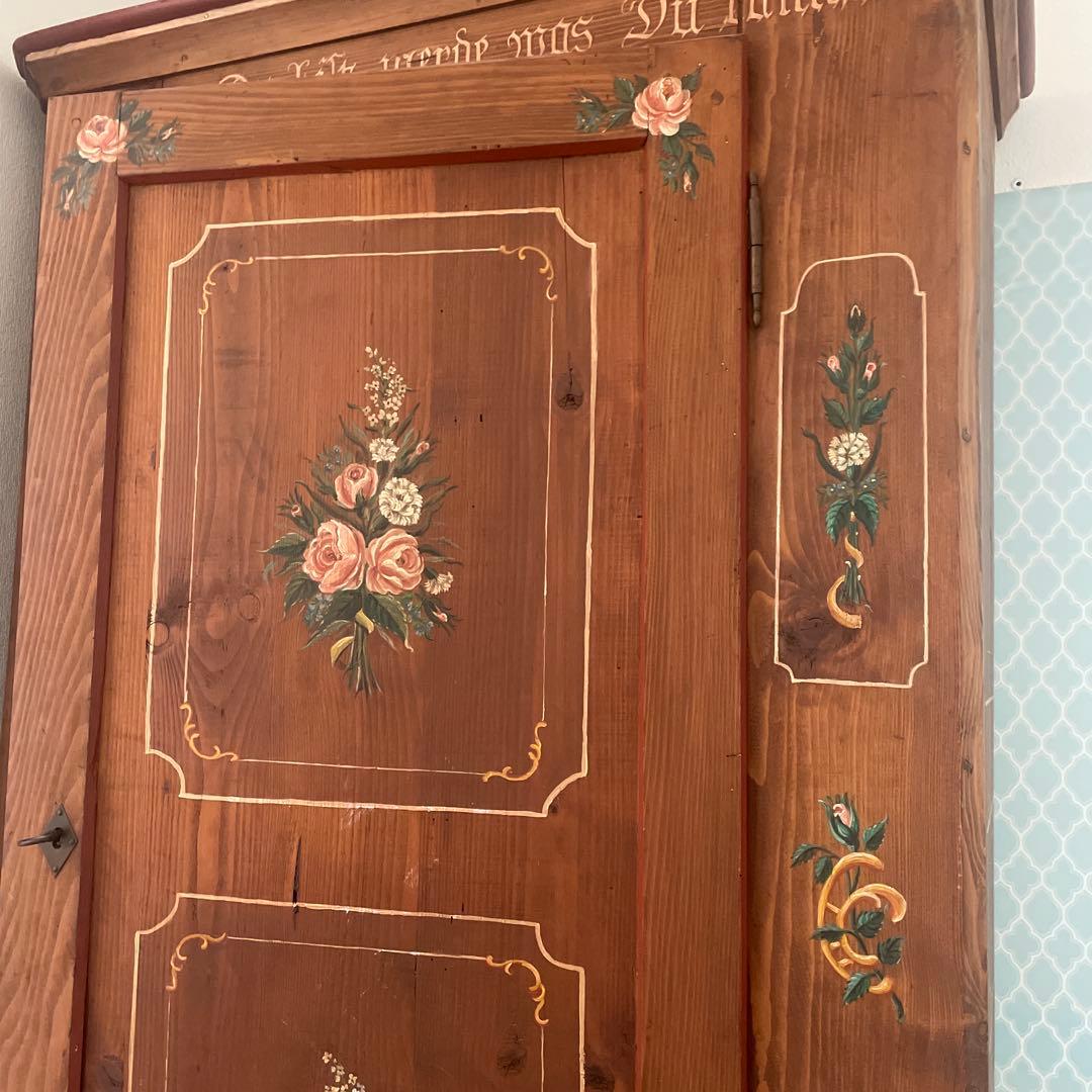 家具　花柄　ビンテージ　手描き　マーレライ　トールペイント
