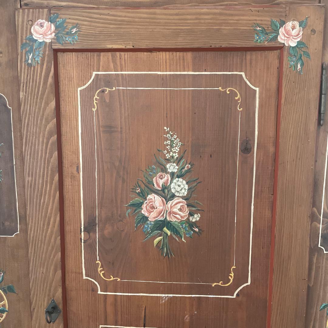 家具　花柄　ビンテージ　手描き　マーレライ　トールペイント