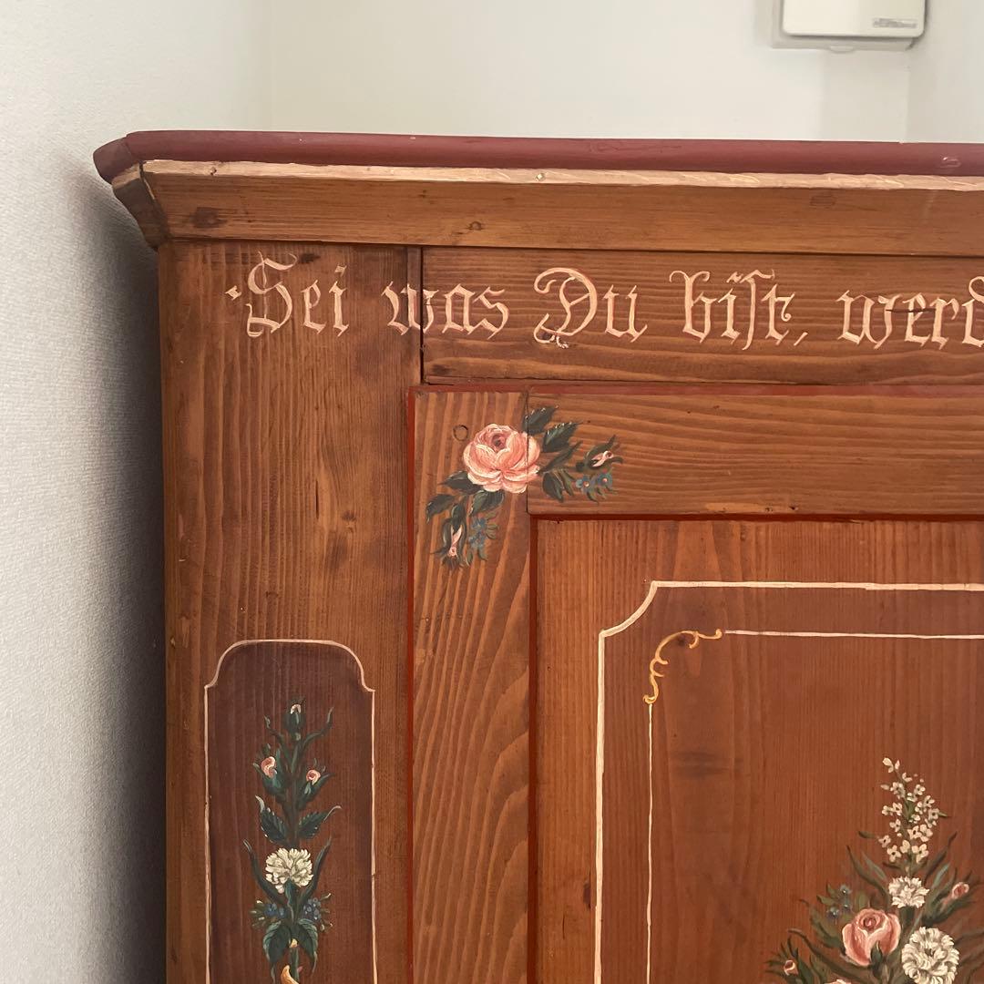 家具　花柄　ビンテージ　手描き　マーレライ　トールペイント