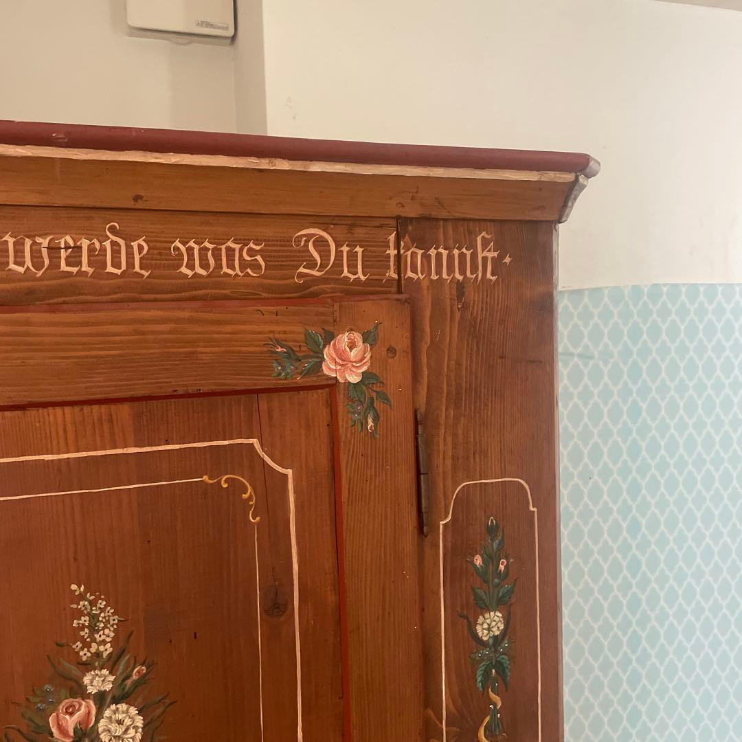 家具　花柄　ビンテージ　手描き　マーレライ　トールペイント