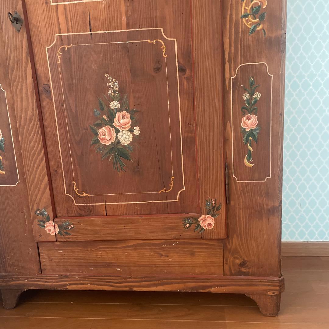家具　花柄　ビンテージ　手描き　マーレライ　トールペイント