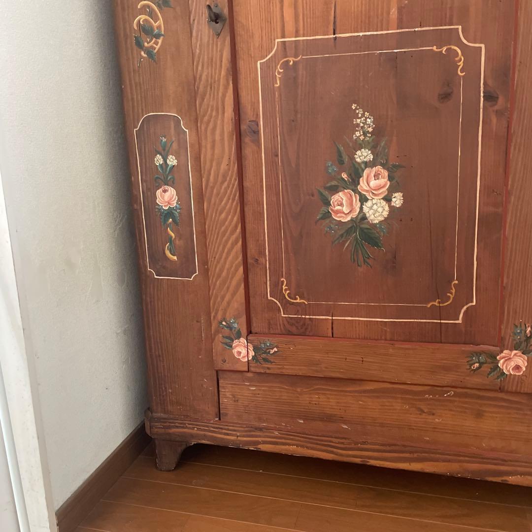 家具　花柄　ビンテージ　手描き　マーレライ　トールペイント