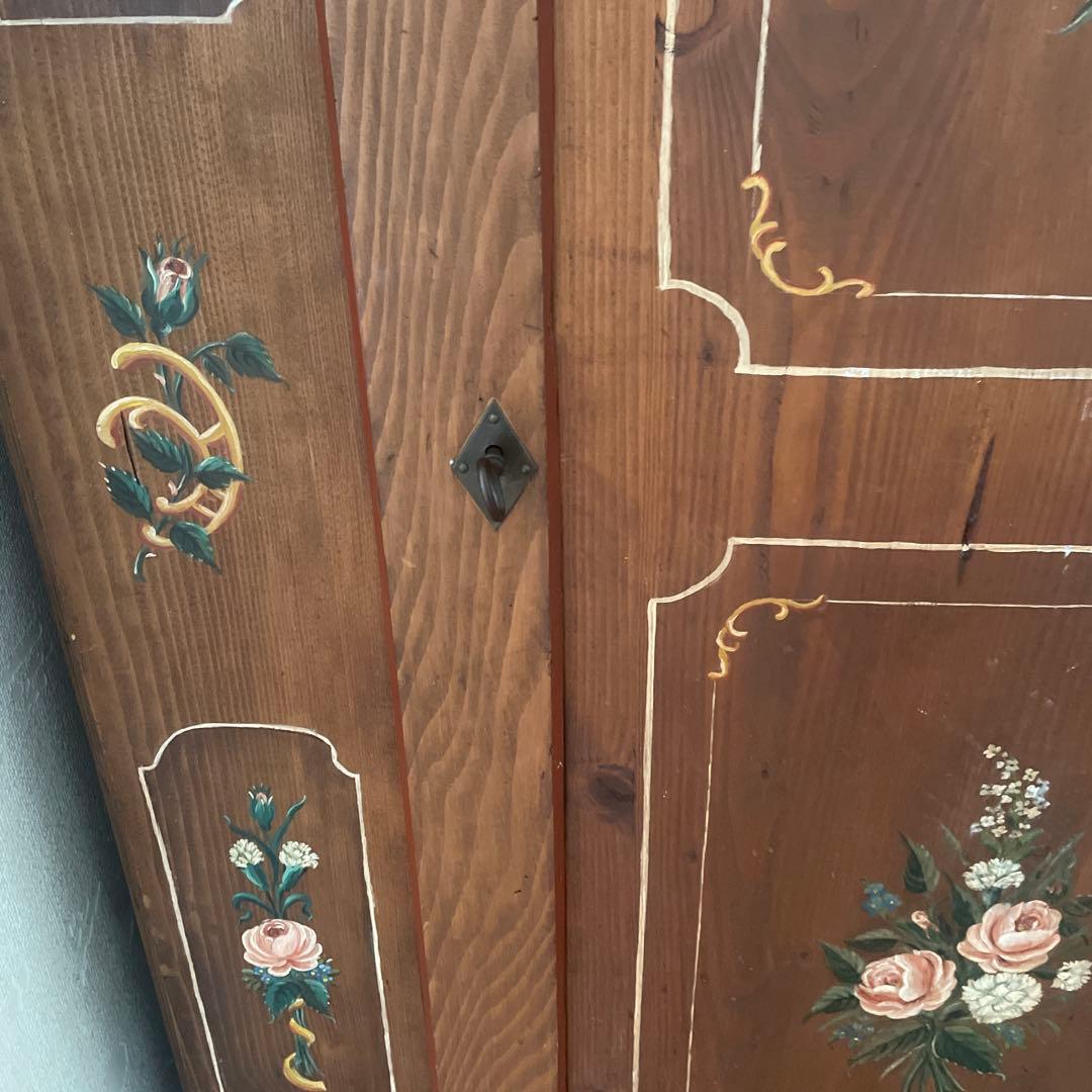 家具　花柄　ビンテージ　手描き　マーレライ　トールペイント