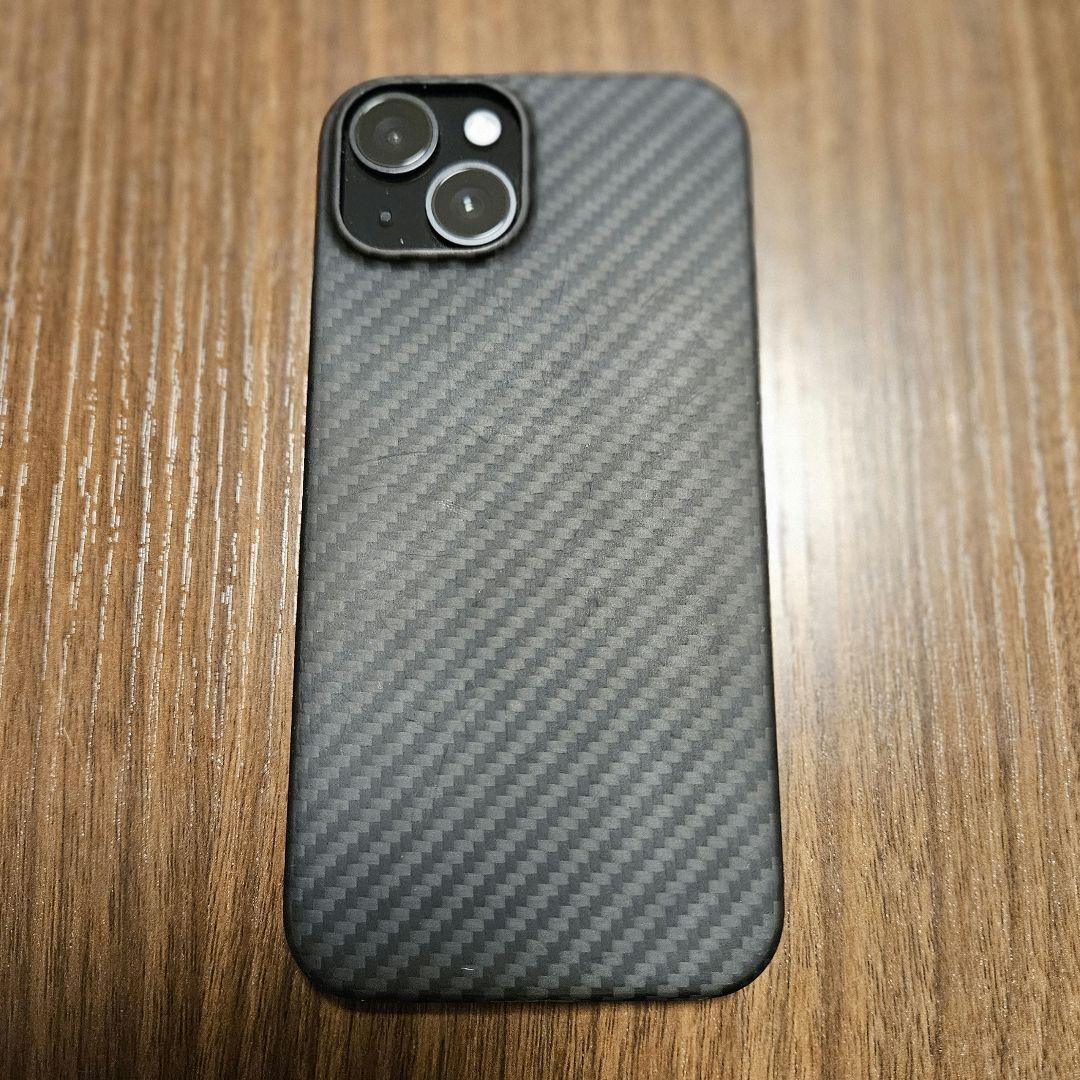 iPhone15 ブラック 256GB (DUROアラミドケース+MOFT)
