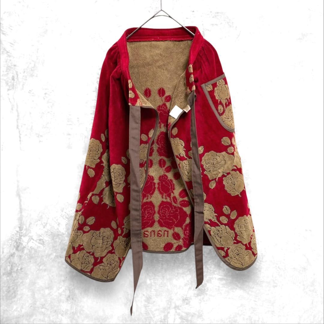 【未使用品】YOKOHAMA nana エプロン タオル生地 赤 茶 レディース