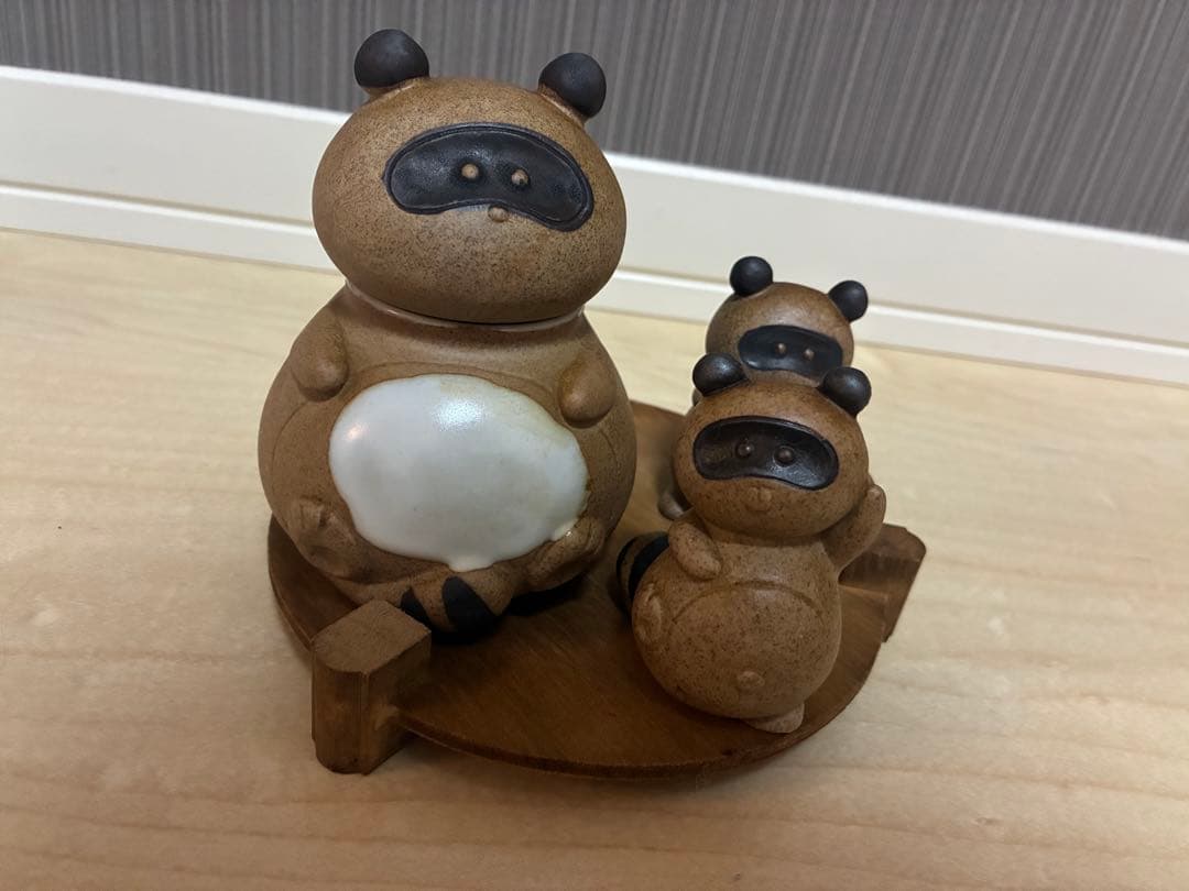 加藤工芸ポン吉たぬき調味料セット工芸品
