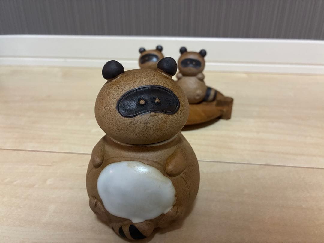 加藤工芸ポン吉たぬき調味料セット工芸品