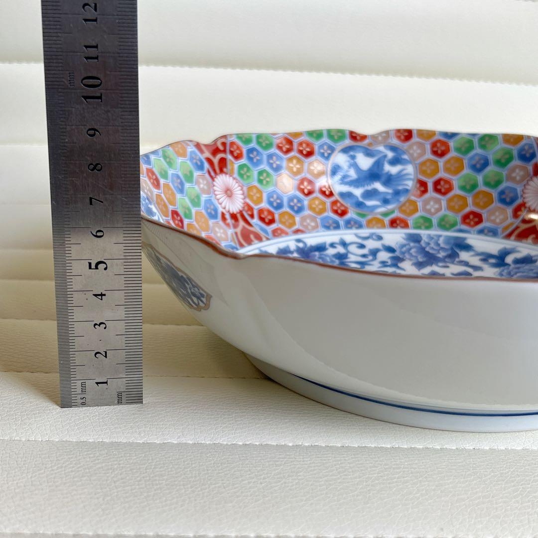 前畑陶器　庫山窯　金彩獅子牡丹　大鉢　古伊万里　大皿　和食器　染付唐草　輪花盛鉢