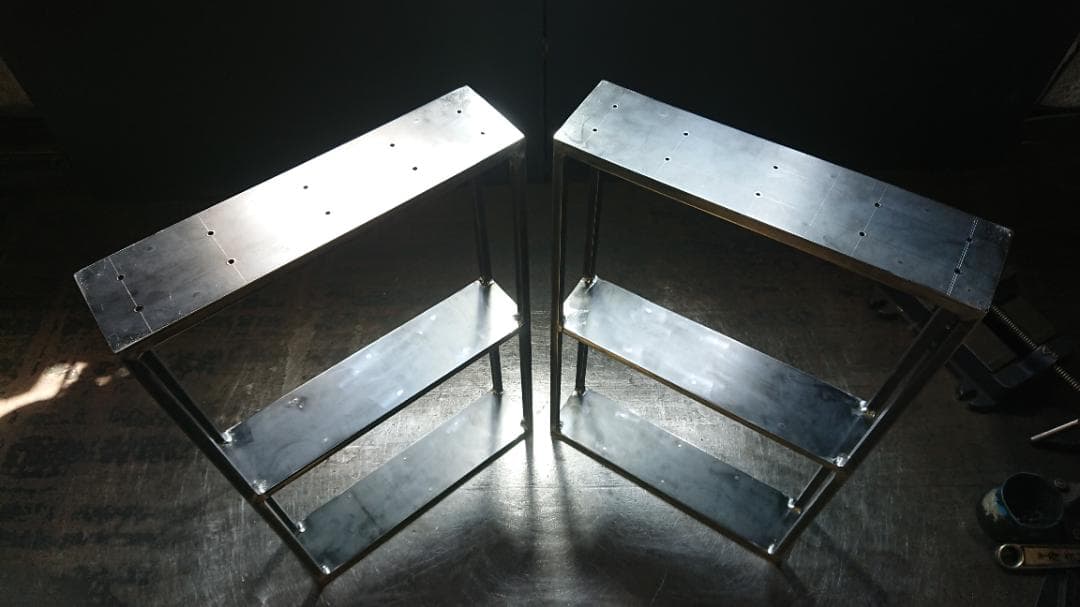 無塗装でアイアンな角鉄鉄脚♪ 100×400×650mm 日型 2脚ver.