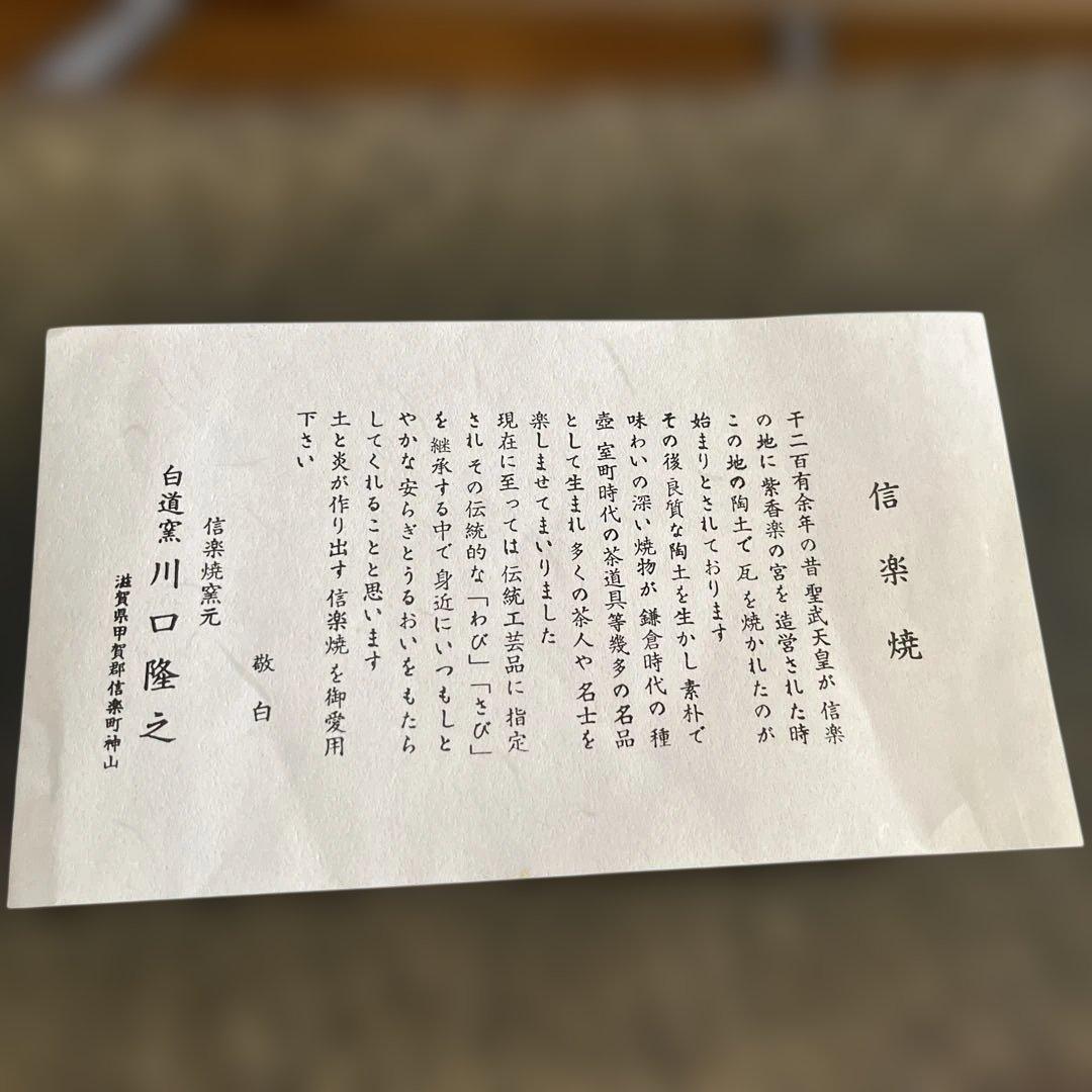 信楽焼窯元：白道窯（川口隆之氏）　陶器　平皿 木箱付き