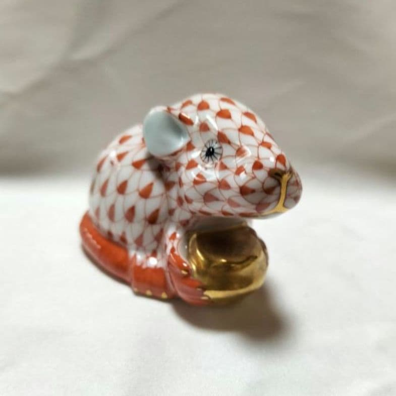 美品✨ヘレンド「ZODIAC 干支 ネズミ 鼠 オレンジ」 フィギュリン 置物