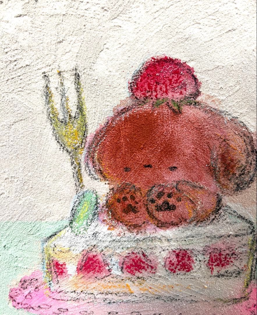 犬の絵　いちごケーキとわんこのしあわせ時間 原画