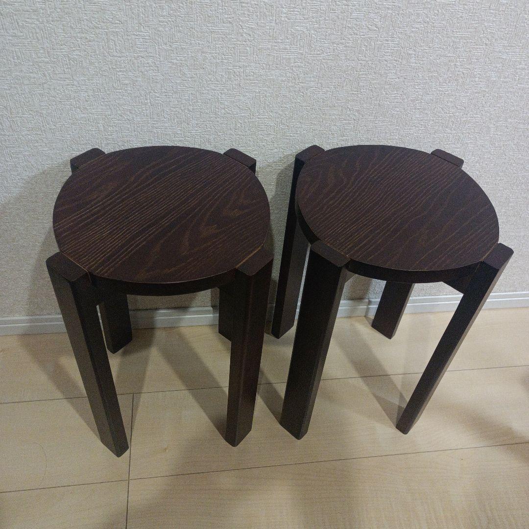 天然木 サイドテーブル スツール 4脚セット スタッキング北欧 モダン シンプル