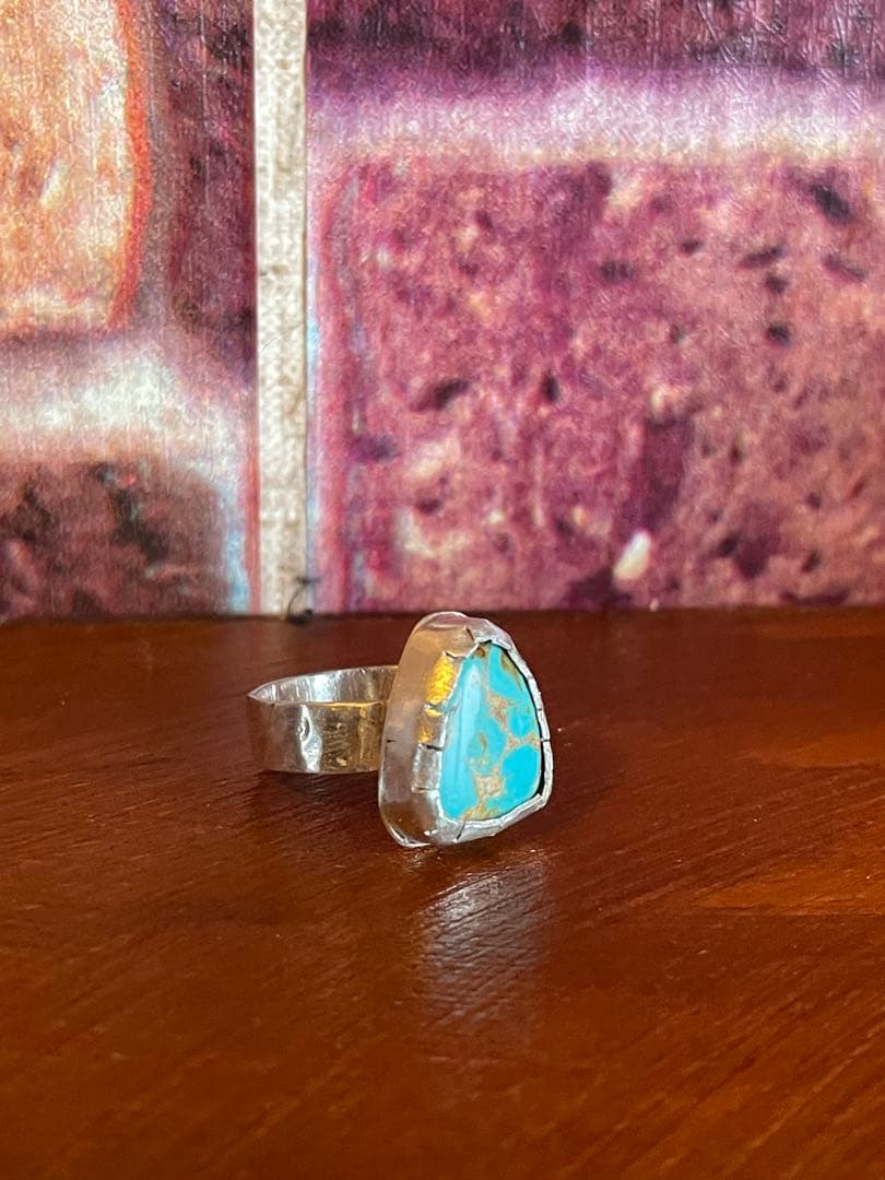 ターコイズ　シルバーリング　16号　シンプル