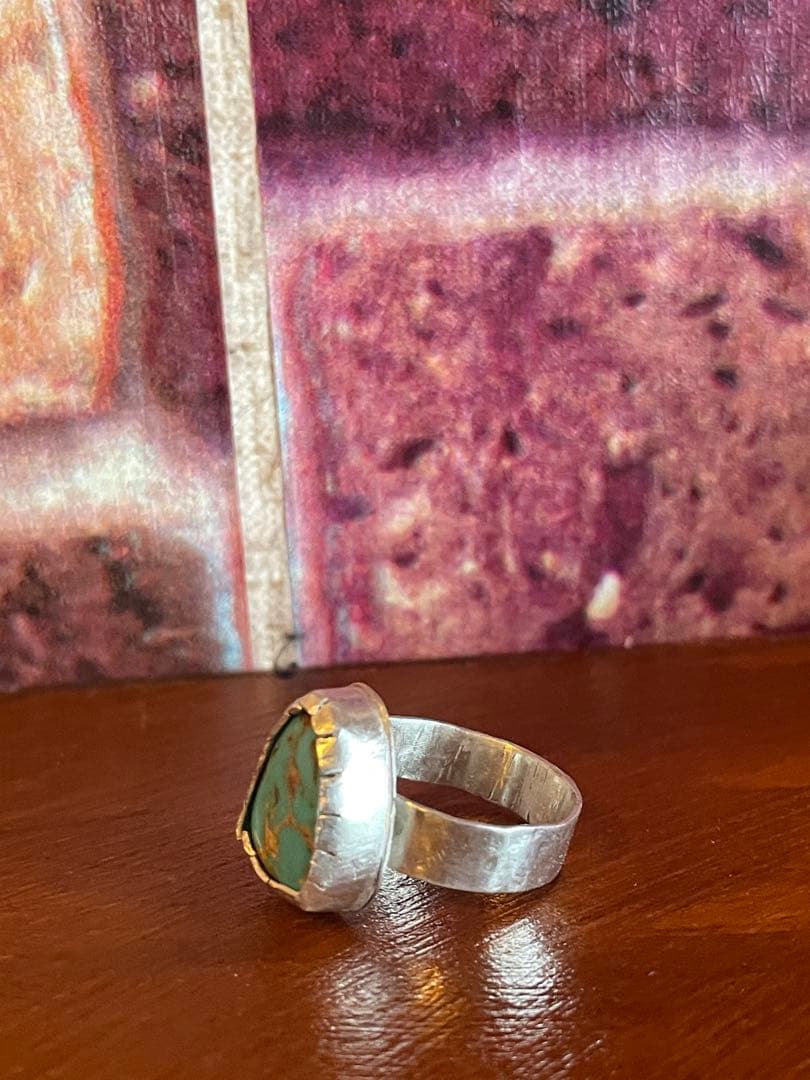 ターコイズ　シルバーリング　16号　シンプル