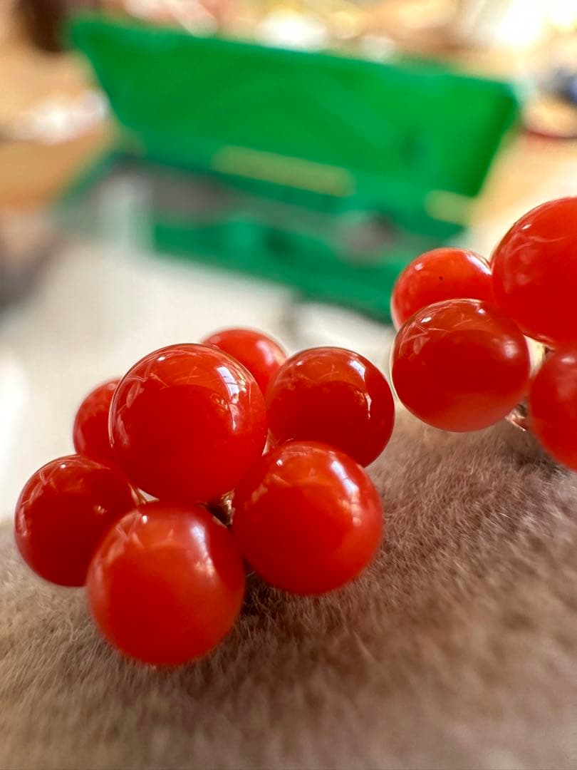サンゴ　赤珊瑚　イヤリング　ピアス　アクセサリー　ヴィンテージ