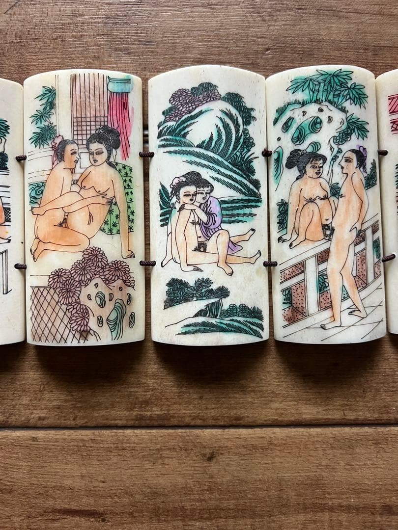 浮世絵春画セクシー セット　骨製彫刻