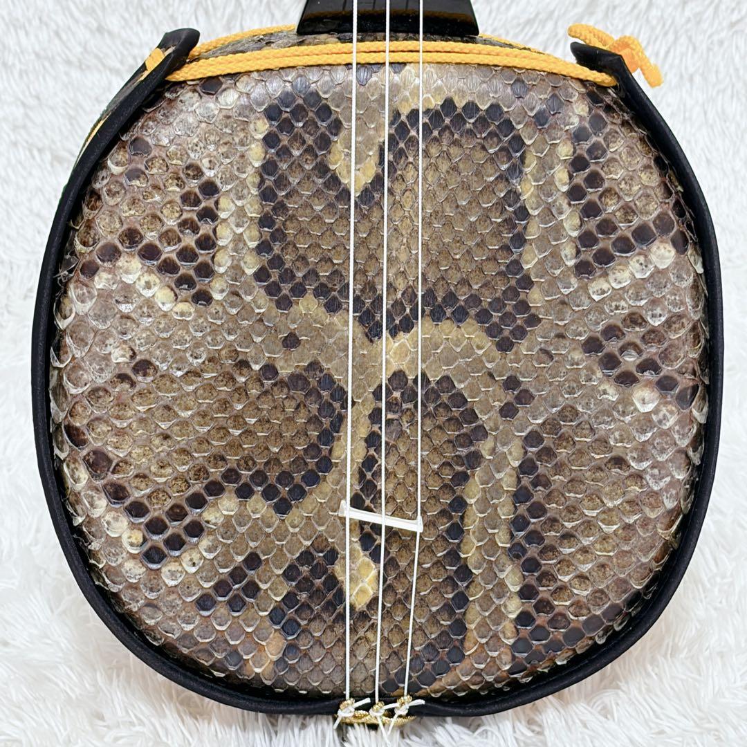 かしこ 沖縄 琉球 三線 本蛇革 本革 蛇革 本皮 蛇皮 爪 ケース付